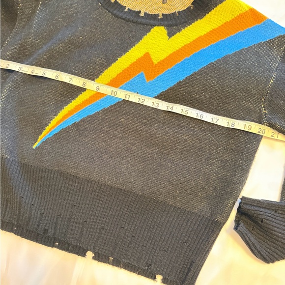Distressed Lightning Bolt Knit Sweater – S/M (no tags) - Picture 3 of 8